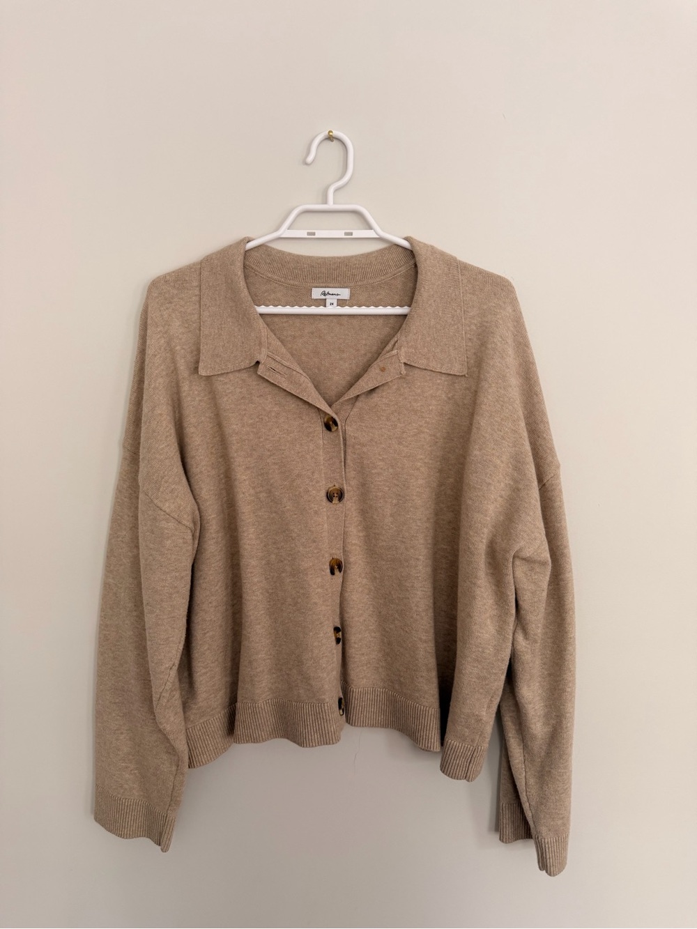 Reitmans Tan Collared Button Sweater Cardigan